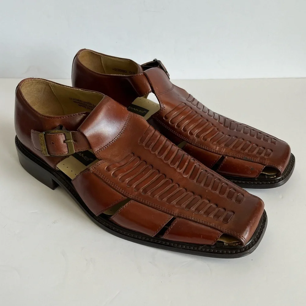 Stacy Adams Brown Leather Buckle Strap Sandals Size 11 M